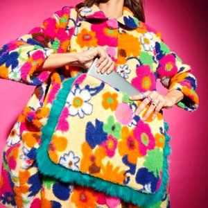 CELIA B Sold Out Laptop Sleeve Case Faux Fur & Floral NEW